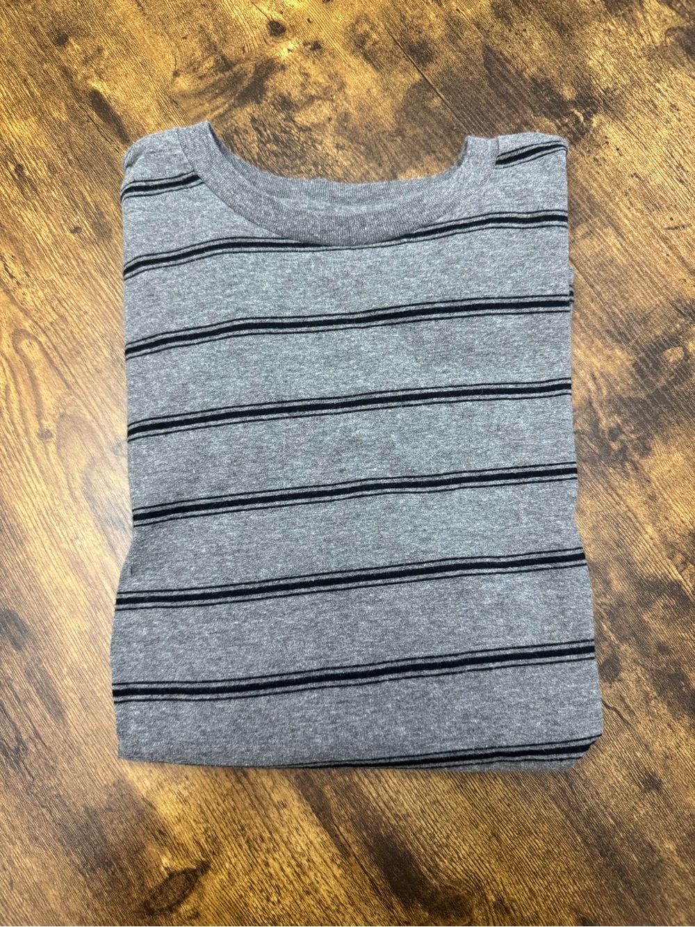 Old Navy Gray Crewneck Long Sleeve with Black Stripes